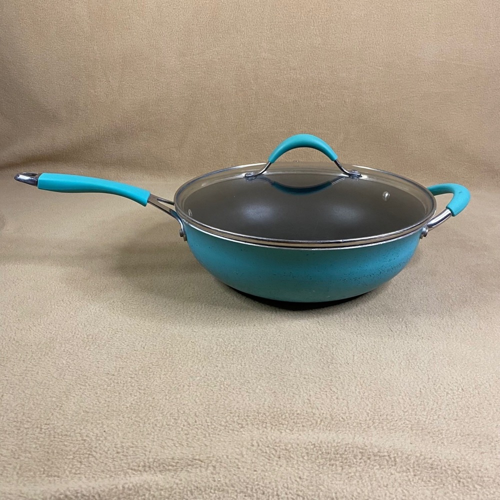 The Pioneer Woman Frontier Speckled Turquoise Pan w/ Lid Cookware Non-Stick EUC
